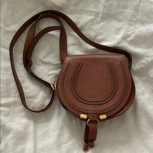 Chloe Marcie Small Saddle Bag Tan
